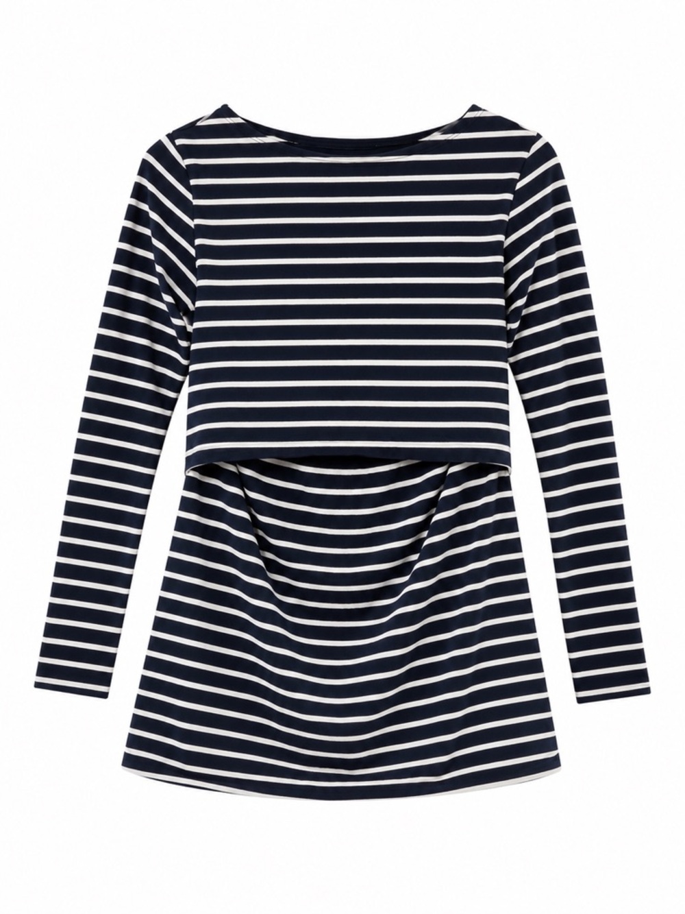 Boob Design Striped Black and White Long Sleeve Nursing Top